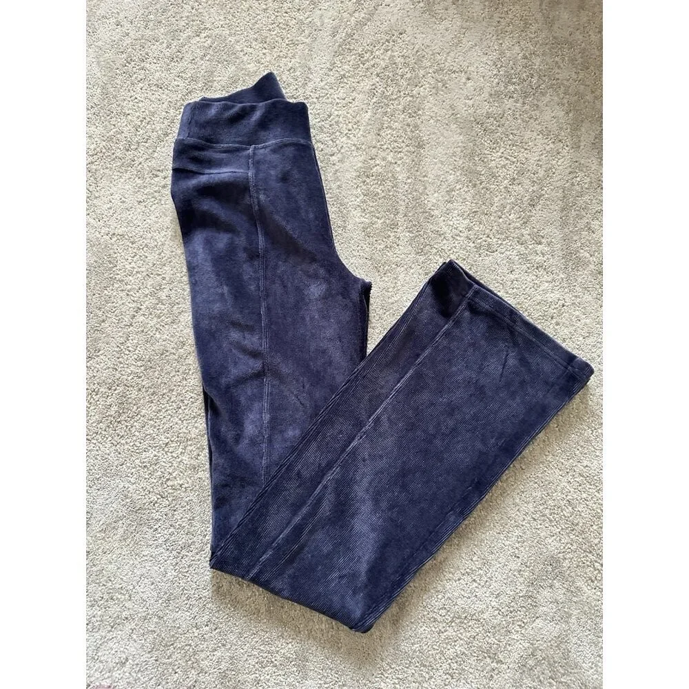 Offline By Aerie Women's Blue Size S/P Ribbed Velvet Bootcut Stretch‎  Leggings